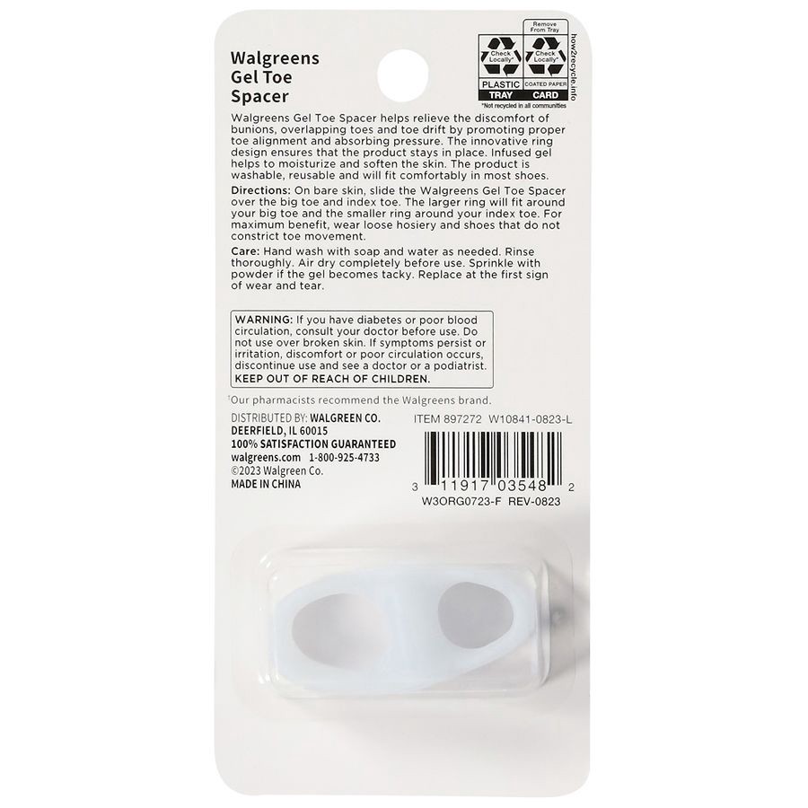 slide 2 of 2, Walgreens Gel Toe Spacer, 1 ct