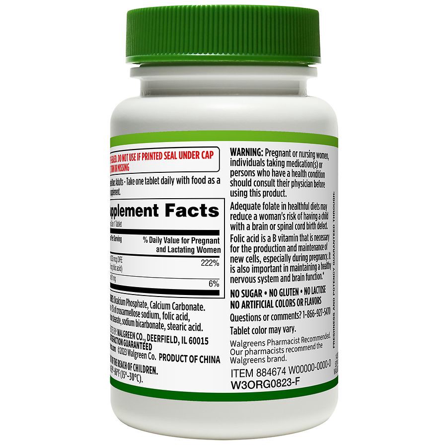 slide 2 of 4, Walgreens Folic Acid 800mcg, 100 ct