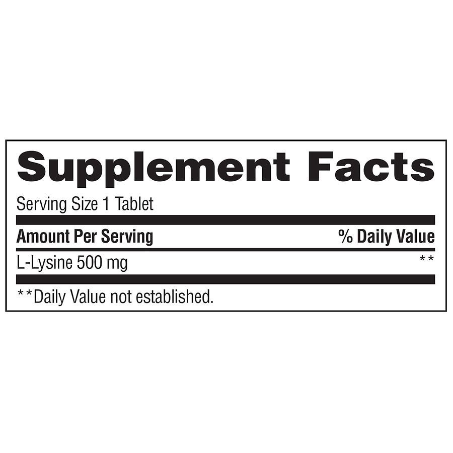 slide 4 of 4, Walgreens L-Lysine 500mg, 100 ct