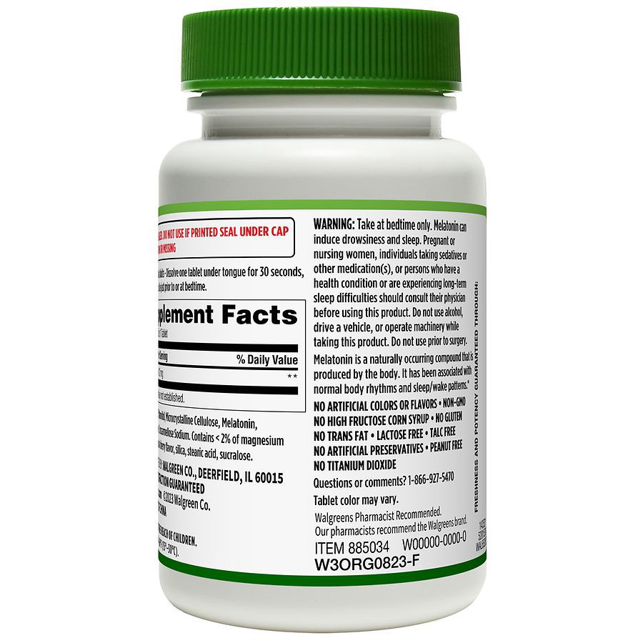 slide 2 of 4, Walgreens Dye-Free Melatonin 12mg Tablets, 60 ct