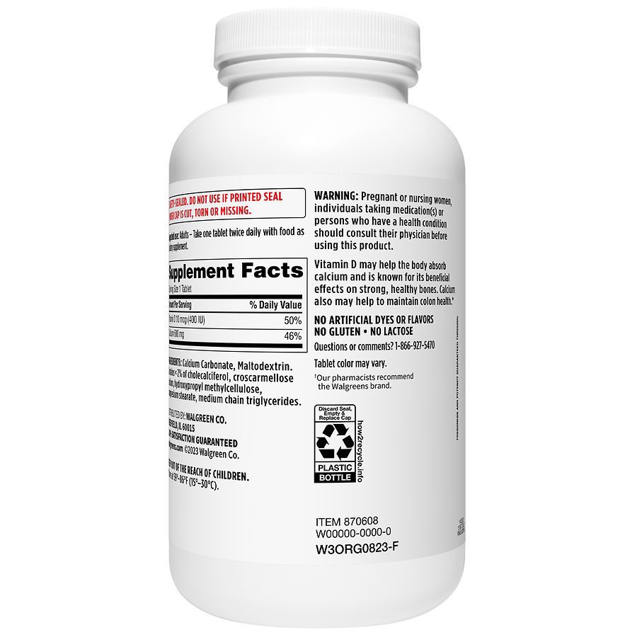 slide 4 of 4, Walgreens Calcium with Vitamin D Tablets, 400 ct