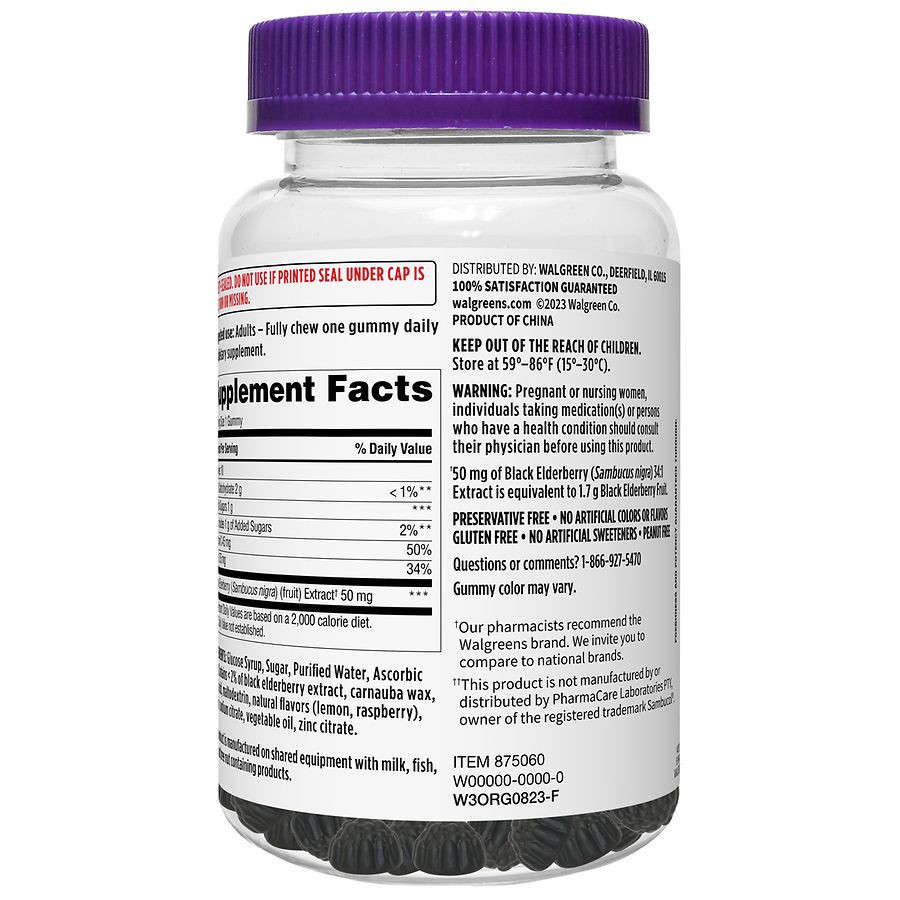 slide 4 of 4, Walgreens Black Elderberry 50mg Gummies, 60 ct