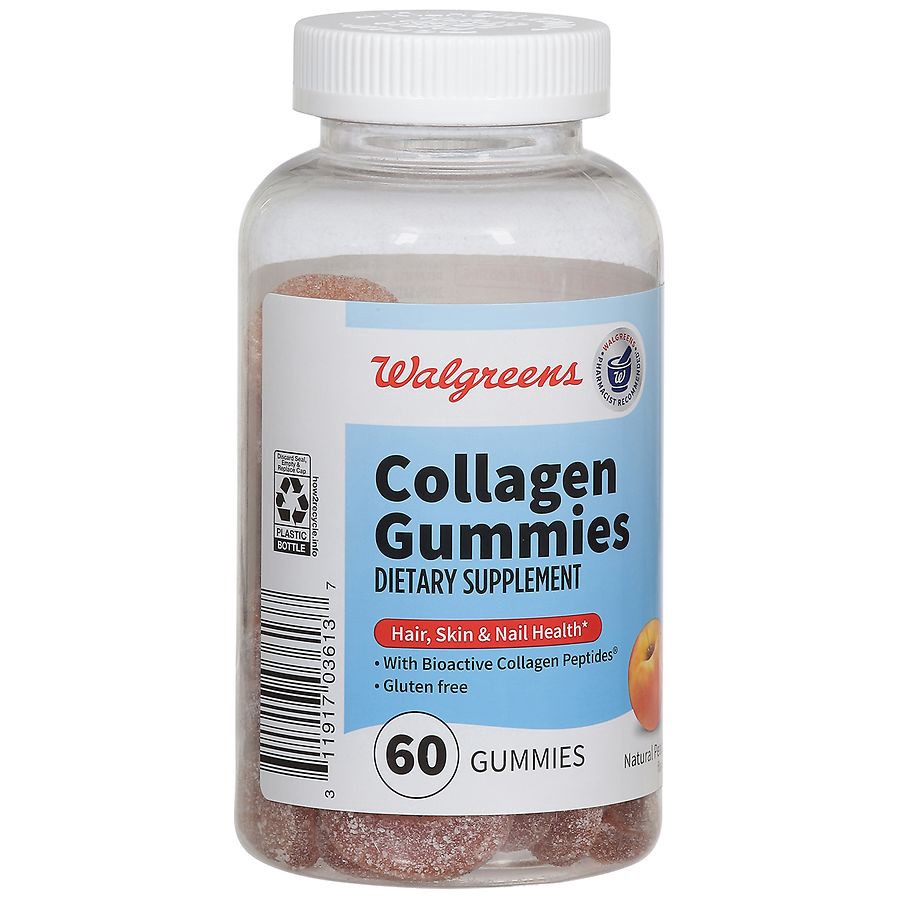 slide 4 of 5, Walgreens Collagen Gummies Dietary Supplement Natural Peach, 60 ct