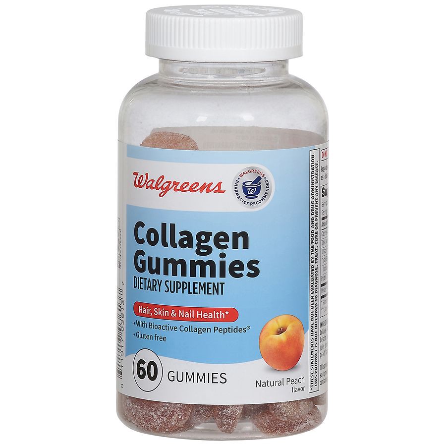 slide 3 of 5, Walgreens Collagen Gummies Dietary Supplement Natural Peach, 60 ct