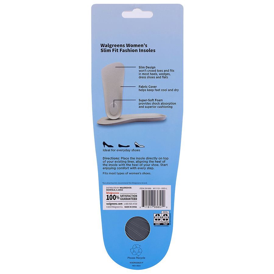slide 2 of 3, Walgreens Women's Slim Fit Fashion Insoles, size 5 ct; 10 1pair