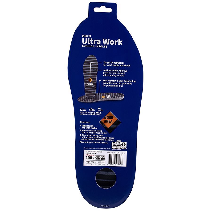 slide 2 of 2, Walgreens Men's Ultra Work Cushion Insoles, size 7 ct; 13 1pair