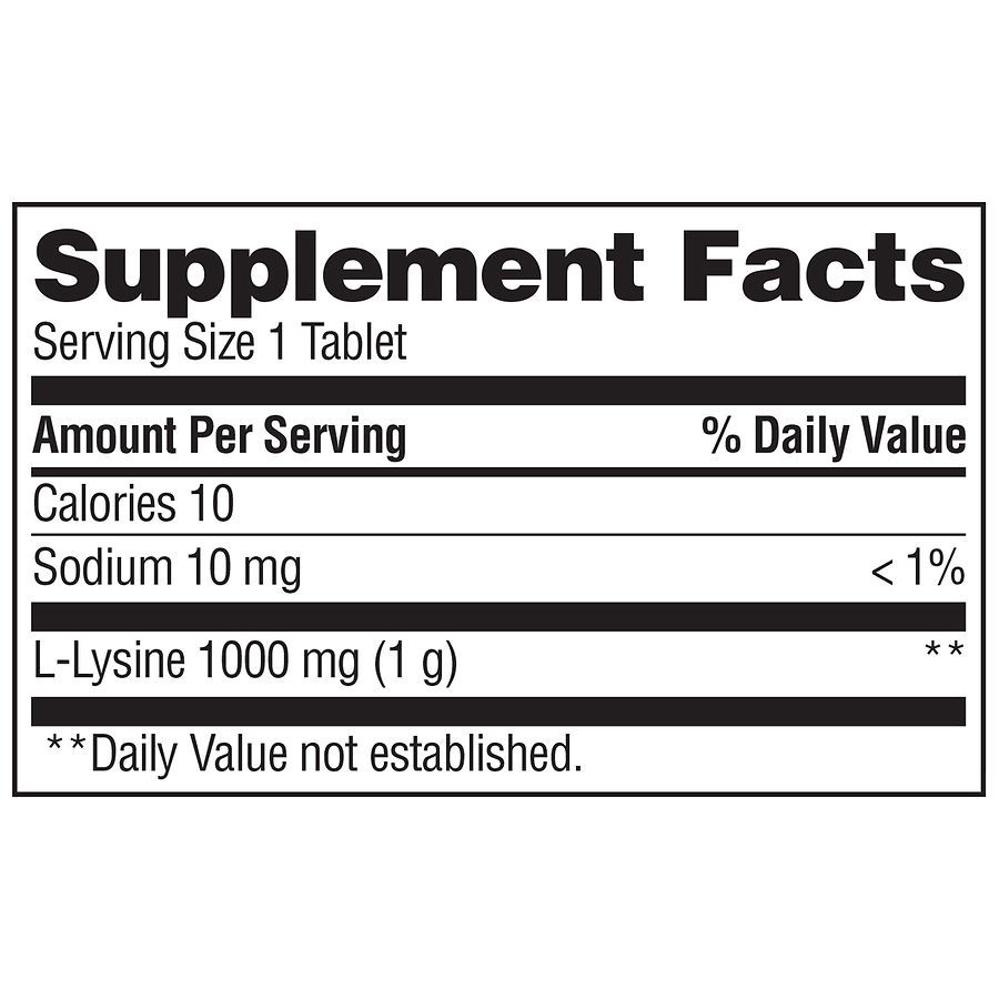 slide 4 of 4, Walgreens L-Lysine 1000mg, 100 ct