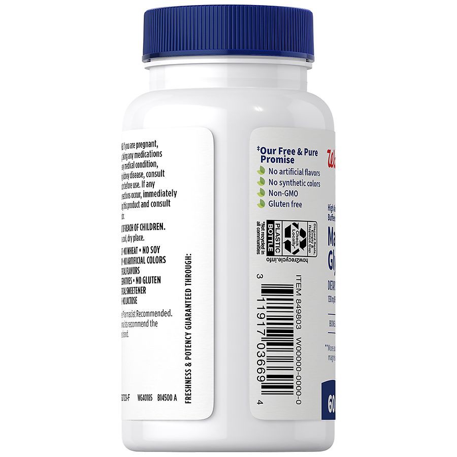 slide 3 of 4, Walgreens Free & Pure Magnesium Glycinate 1330 mg Capsules, 120 ct