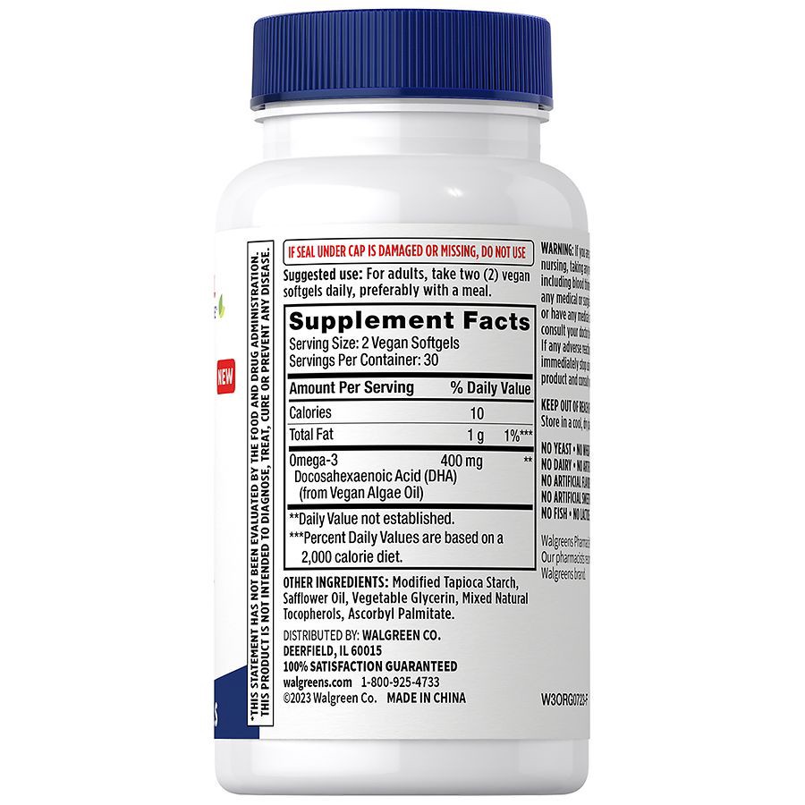 slide 4 of 4, Walgreens Free & Pure Vegan Omega Algae Oil with DHA Softgels, 60 ct