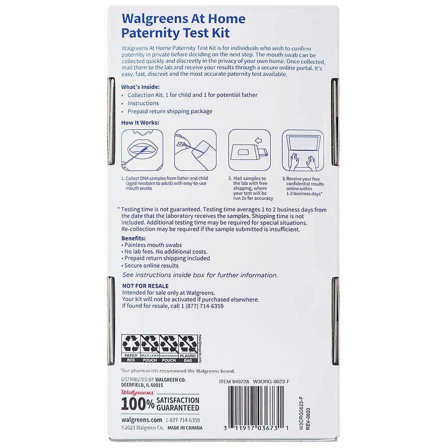 slide 2 of 3, Walgreens At-Home DNA Paternity Test Kit, 1 ct