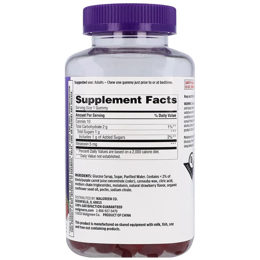 slide 2 of 5, Walgreens Melatonin 5 mg Gummies Natural Strawberry, 140 ct