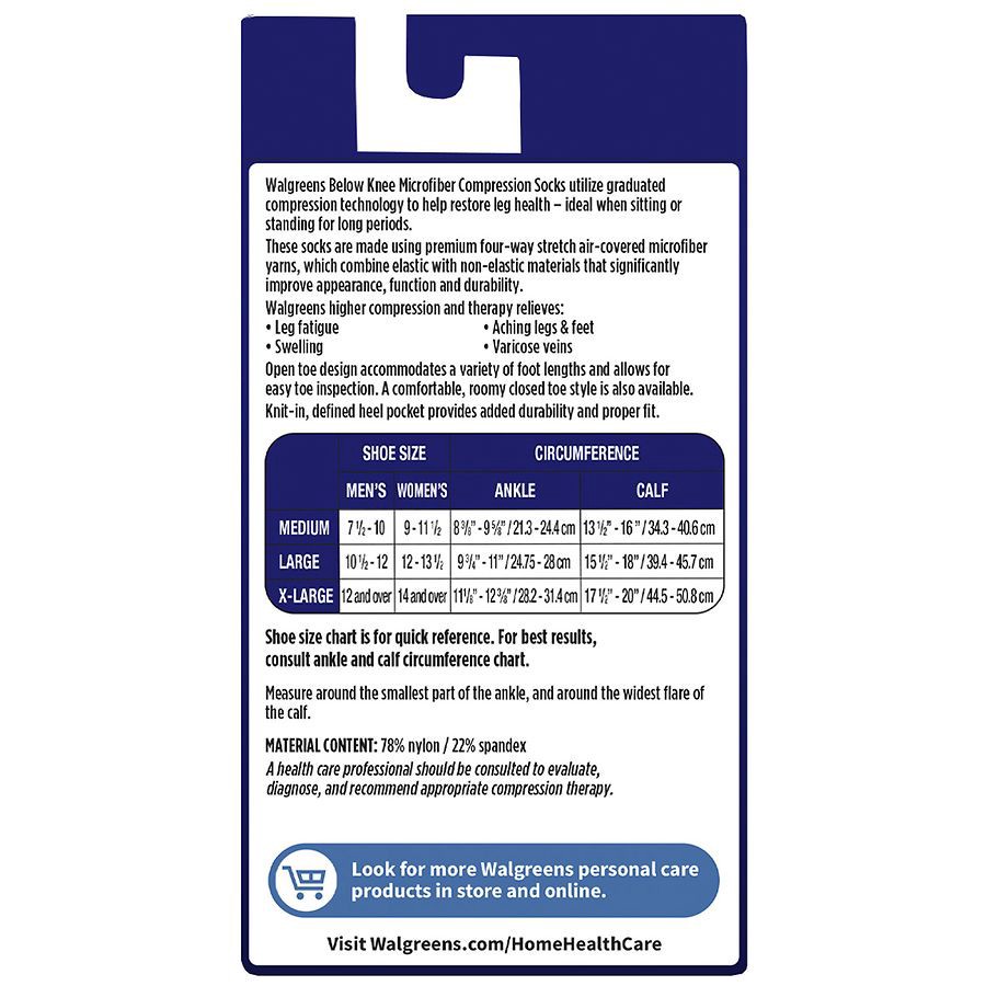 slide 5 of 5, Walgreens Below Knee Microfiber Compression Socks, Firm Beige, 1 ct; Med