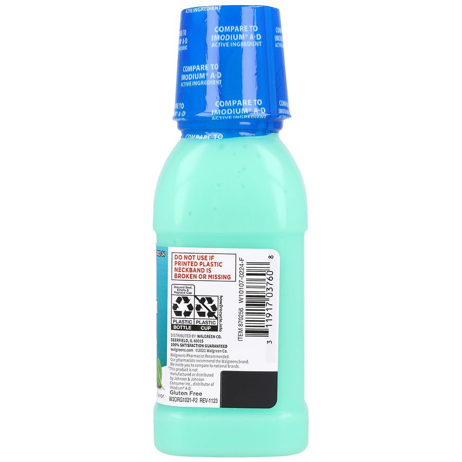 slide 4 of 5, Walgreens Loperamide Hydrochloride Oral Solution, Anti-Diarrheal Medicine Mint, 8 fl oz