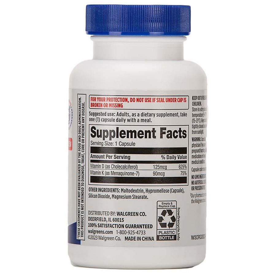 slide 3 of 5, Walgreens Free & Pure Vitamin K2 + D3 Capsules, 90 ct