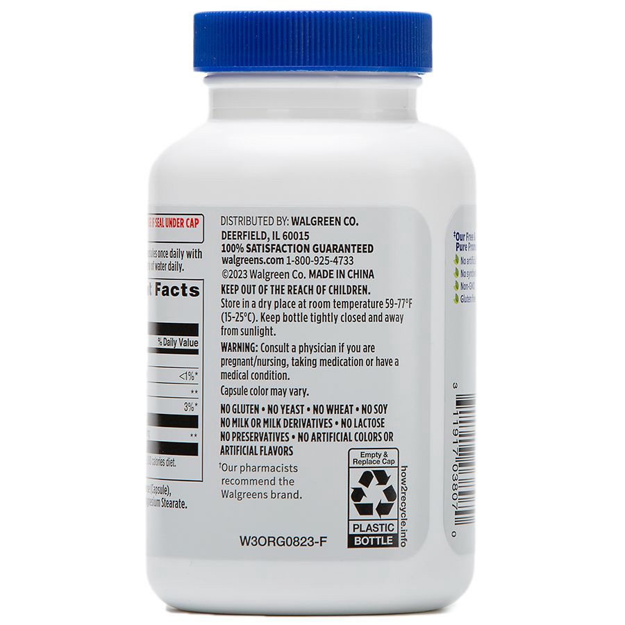 slide 3 of 5, Walgreens Free & Pure D-Mannose 500mg Capsule (40 days), 120 ct