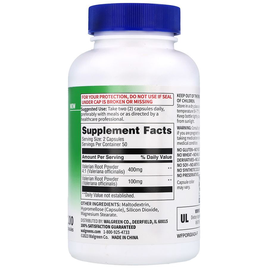 slide 5 of 5, Walgreens Free & Pure Valerian Root Capsules (50 days), 100 ct