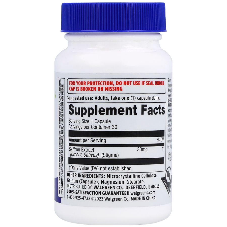 slide 3 of 5, Walgreens Free & Pure Saffron 30mg Capsule, 30 ct