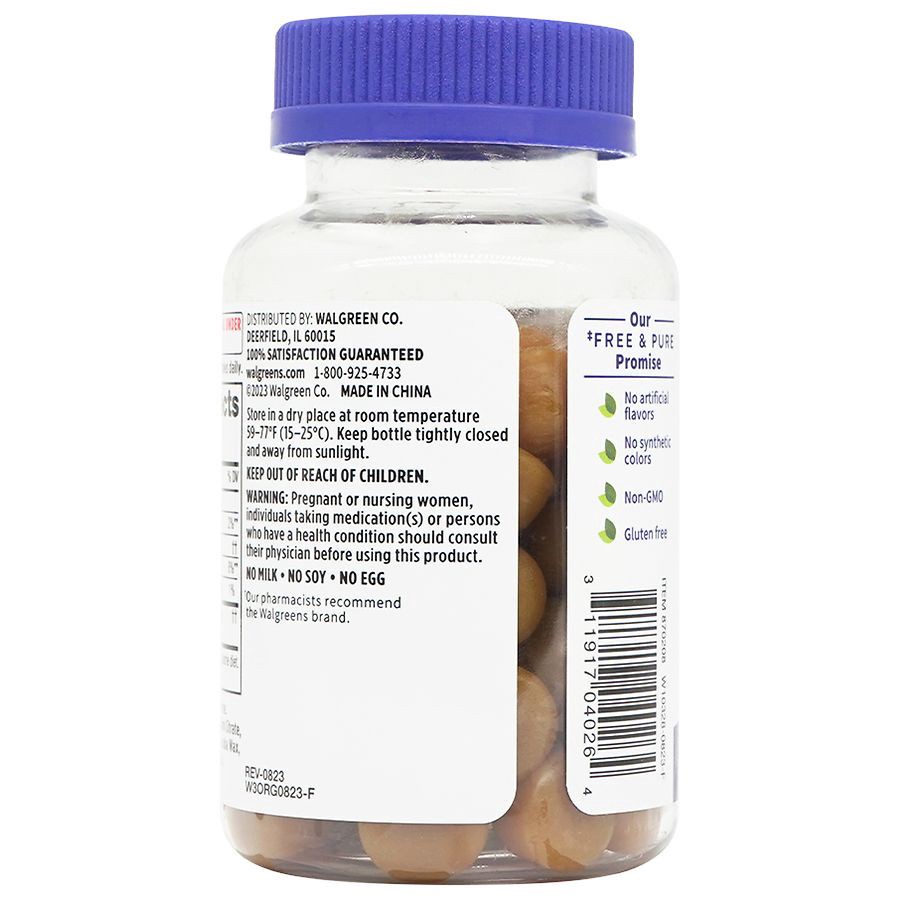 slide 2 of 3, Walgreens Free & Pure Turmeric 200mg Gummies Natural Peach & Mango, 60 ct