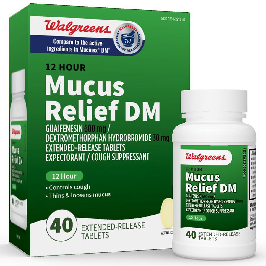 slide 5 of 5, Walgreens Mucus Relief DM, Extended-Release Tablets, 40 ct