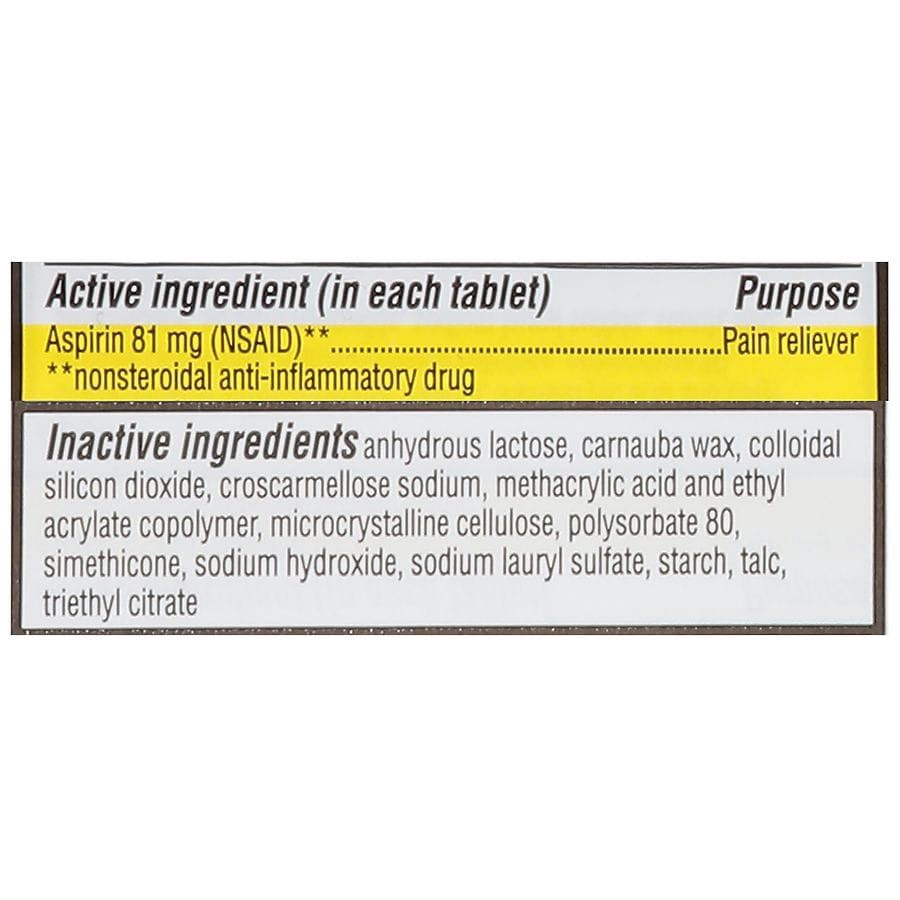 slide 2 of 3, Walgreens Free & Pure Aspirin 81 mg, Enteric-Coated Tablets, 1000 ct
