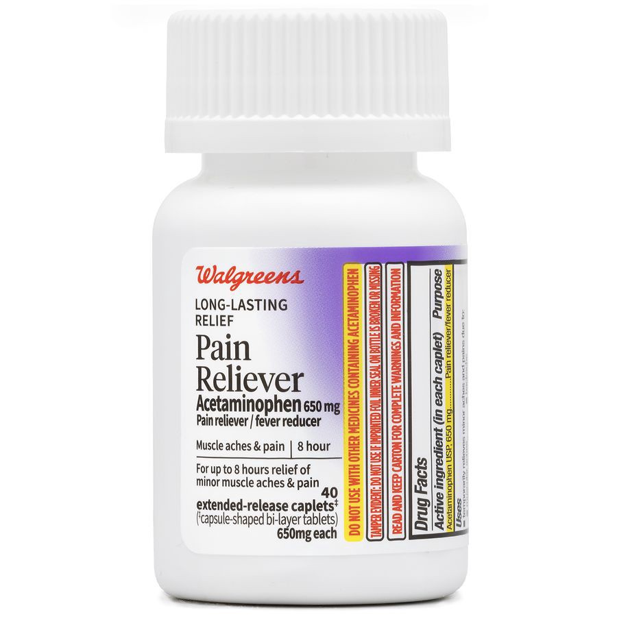 slide 2 of 5, Walgreens Free & Pure Long-Lasting Relief Pain Reliever Extended-Release Caplets, 40 ct