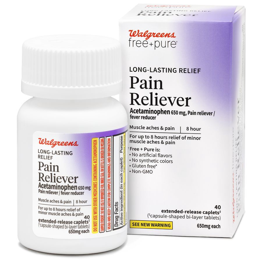 slide 3 of 5, Walgreens Free & Pure Long-Lasting Relief Pain Reliever Extended-Release Caplets, 40 ct