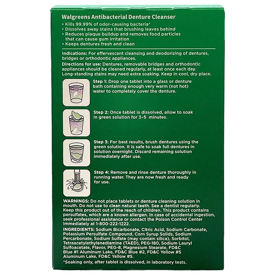 slide 2 of 2, Walgreens Antibacterial Denture Cleanser 3 Minutes, 120 ct