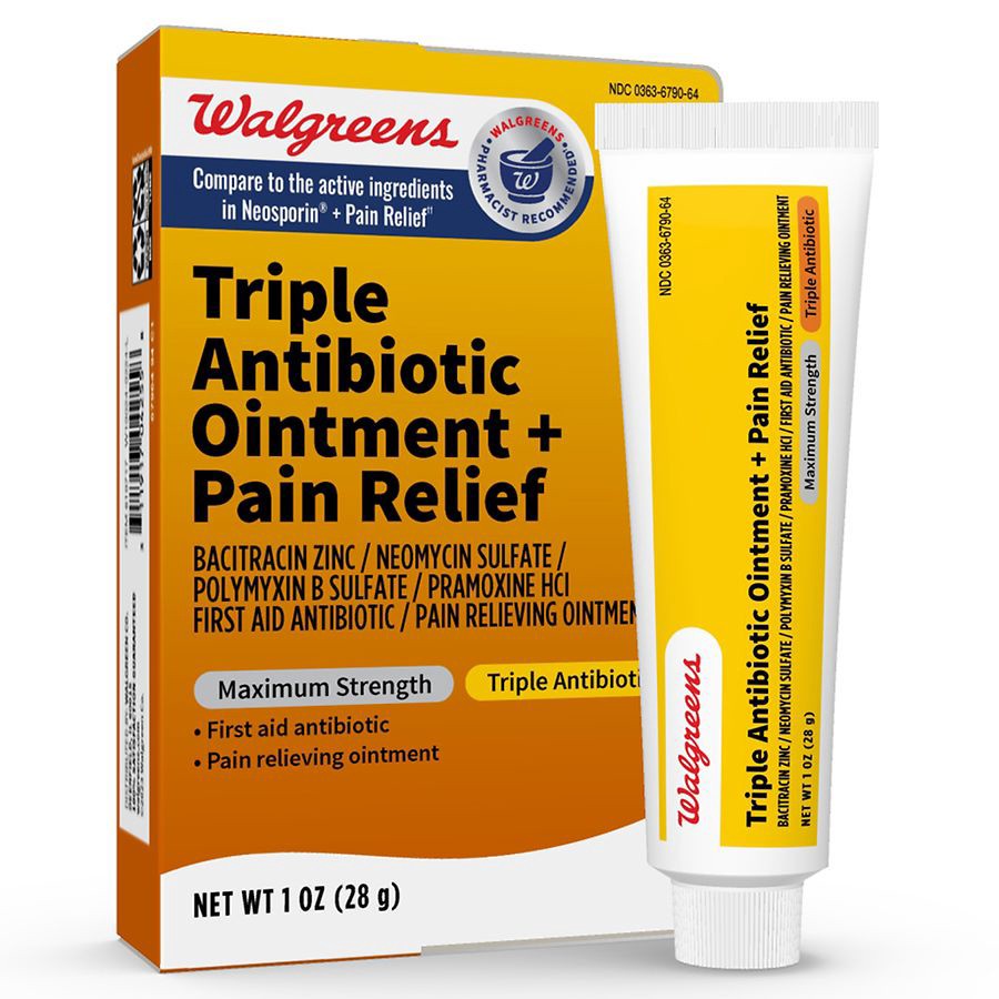 slide 4 of 5, Walgreens Maximum Strength First Aid Triple Antibiotic Pain Relieving Ointment, 1 oz