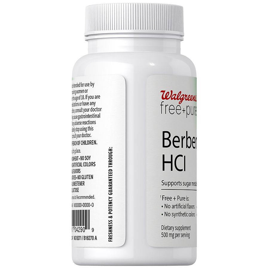 slide 4 of 4, Walgreens Free & Pure Berberine HCI Capsules, 60 ct