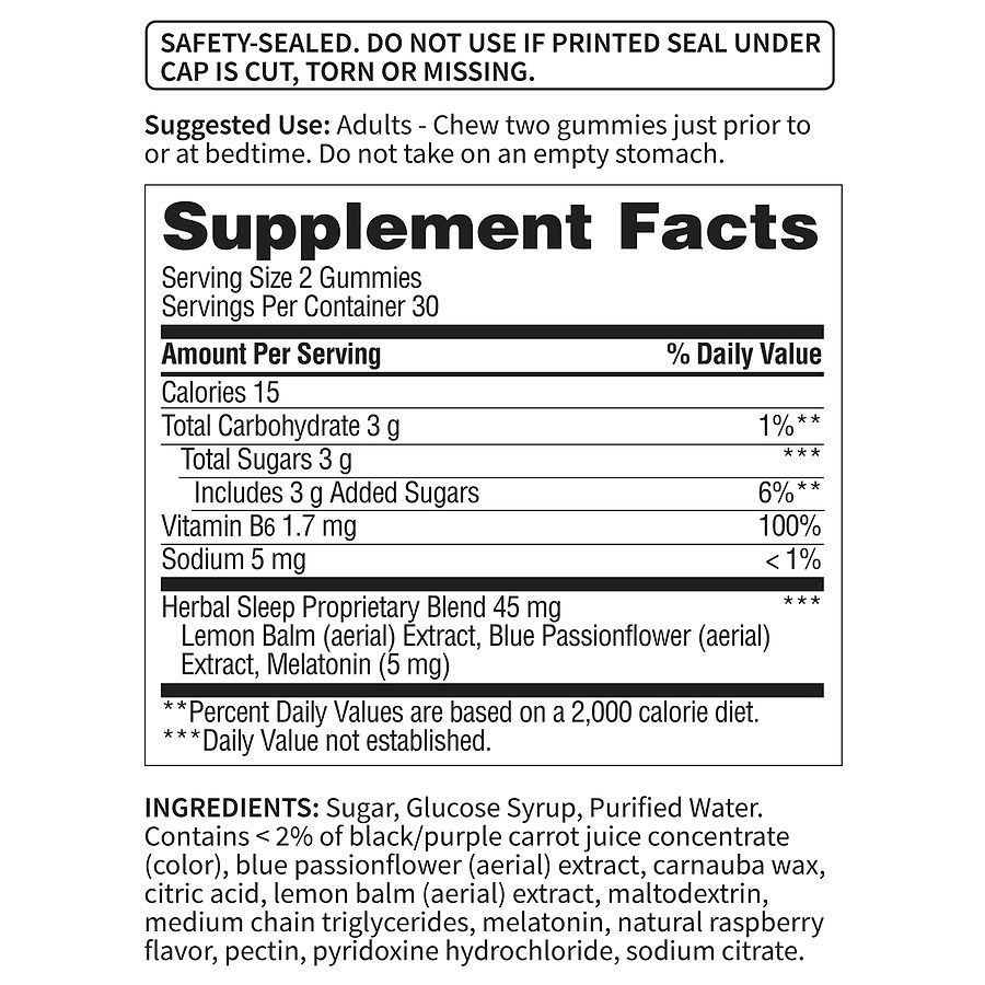 slide 3 of 3, Walgreens Free & Pure Sleep Aid Gummies Natural Raspberry, 60 ct