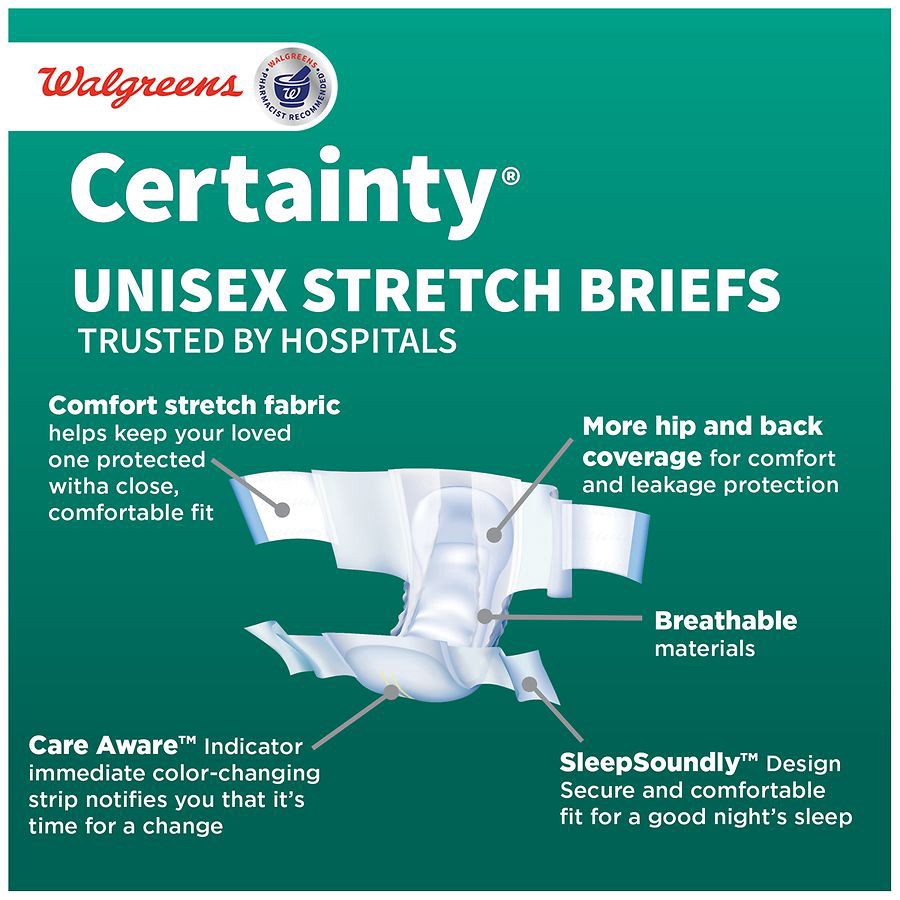 slide 5 of 5, Walgreens Unisex Adjustable Incontinence Stretch Briefs with Tabs, 2xlarge/3xlarge size 18 ct
