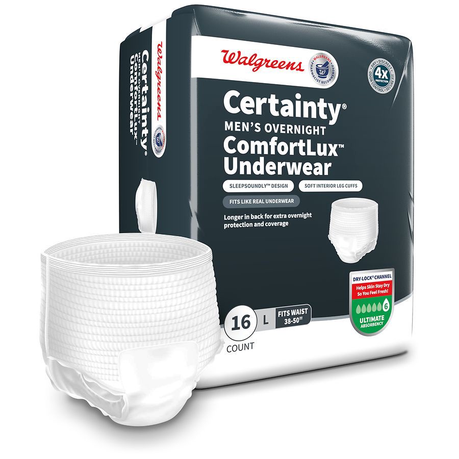 slide 5 of 5, Walgreens Men's Overnight Underwear, Ultimate Absorbency, LG
