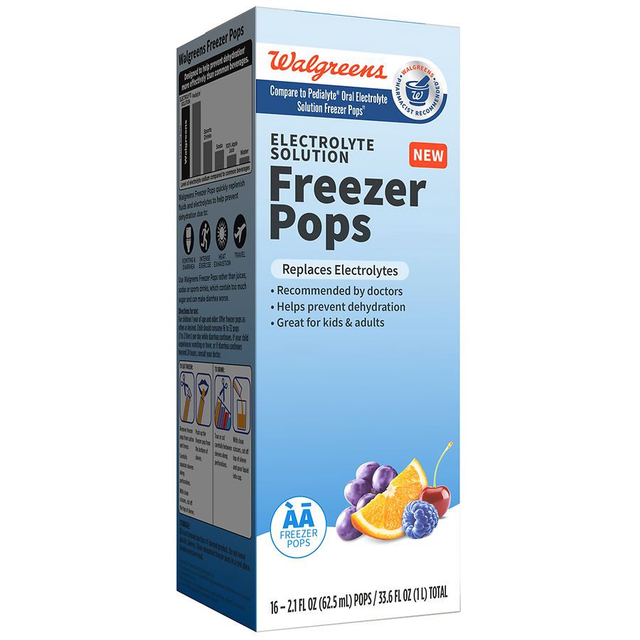 slide 2 of 5, Walgreens Electrolyte Solution Freezer Pops Grape, Blue Raspberry, Cherry & Orange, 16 ct; 2.1 fl oz