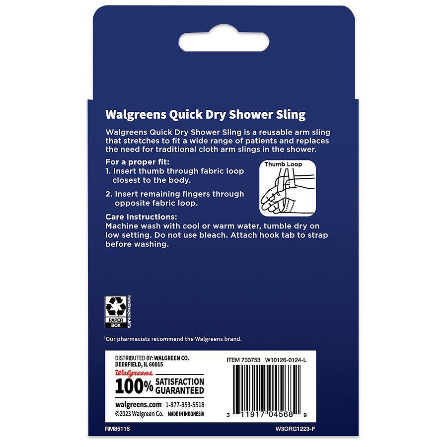 slide 2 of 2, Walgreens Quick Dry Shower Sling One Size, 1 ct