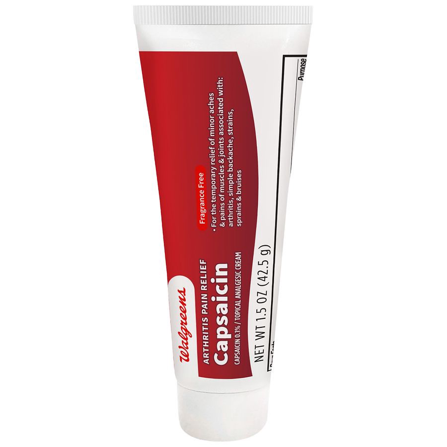 slide 4 of 4, Walgreens Capsaicin Arthritis Pain Relief Cream Fragrance Free, 1.5 oz