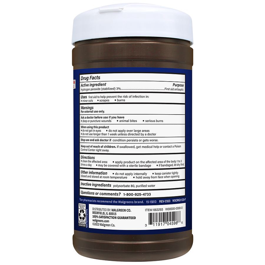 slide 2 of 4, Walgreens 3% Hydrogen Peroxide Wipes, 40 ct