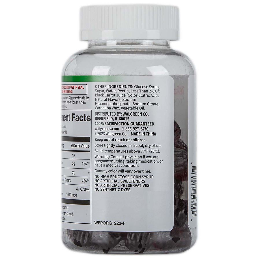 slide 2 of 5, Walgreens Free & Pure Energy B12 1000 mcg Adult Gummy Grape, 80 ct