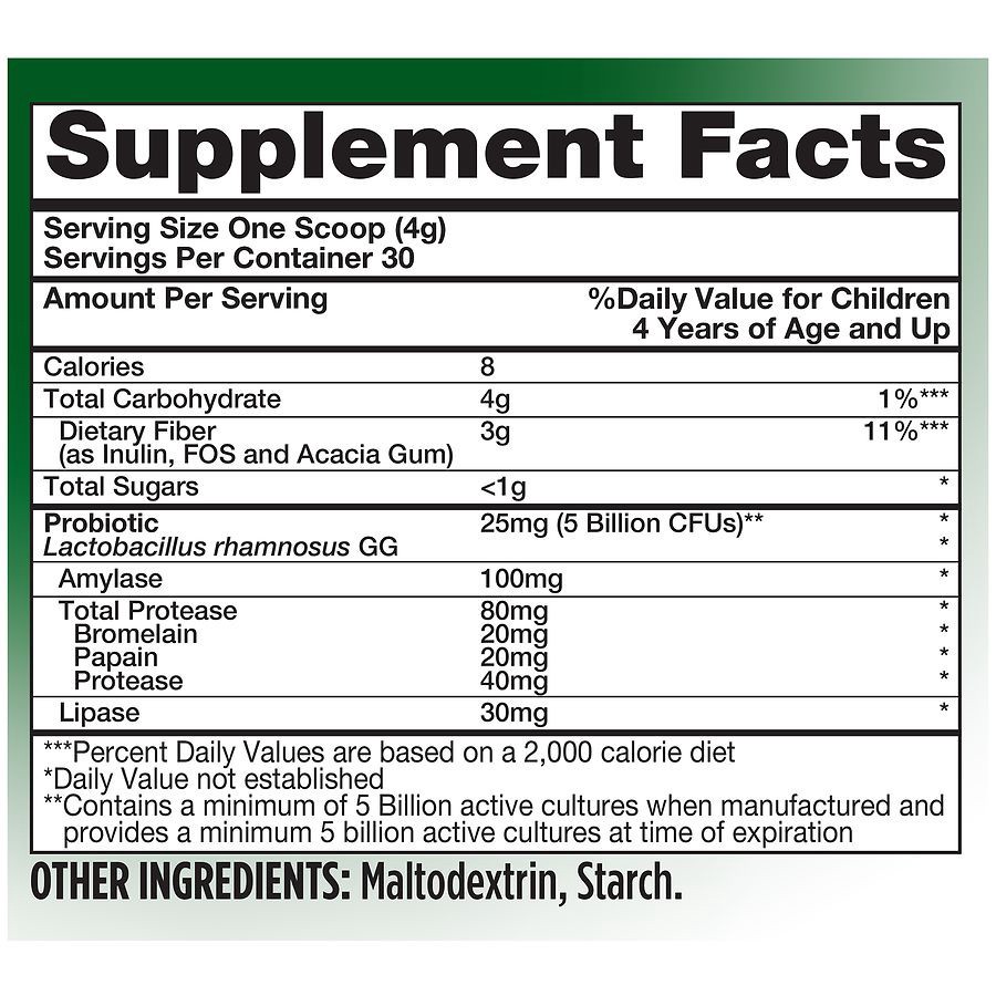 slide 4 of 4, Walgreens Free & Pure Fiber Powder with Probiotics + Enzymes, 4.2 oz