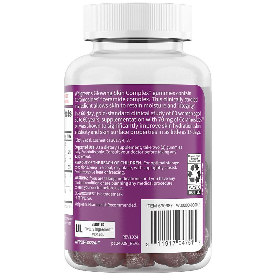 slide 4 of 5, Walgreens Glowing Skin Complex Strawberry, 60 ct