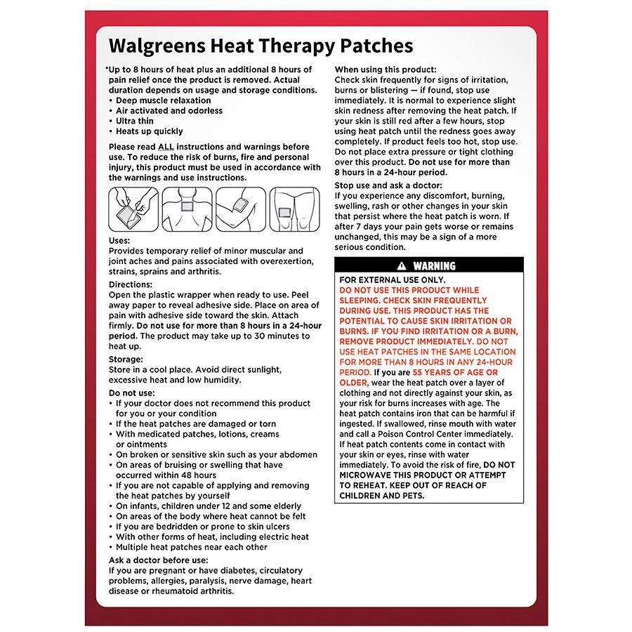 slide 2 of 4, Walgreens Heat Therapy Patches For Neck, Arm, Leg, 8 ct
