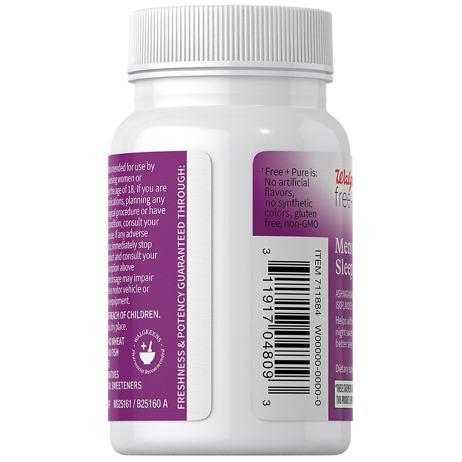 slide 2 of 4, Walgreens Free & Pure Menopause + Sleep Support Capsules, 30 ct