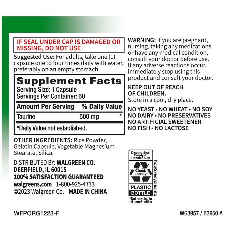 slide 2 of 4, Walgreens Free & Pure Taurine Capsules, 60 ct