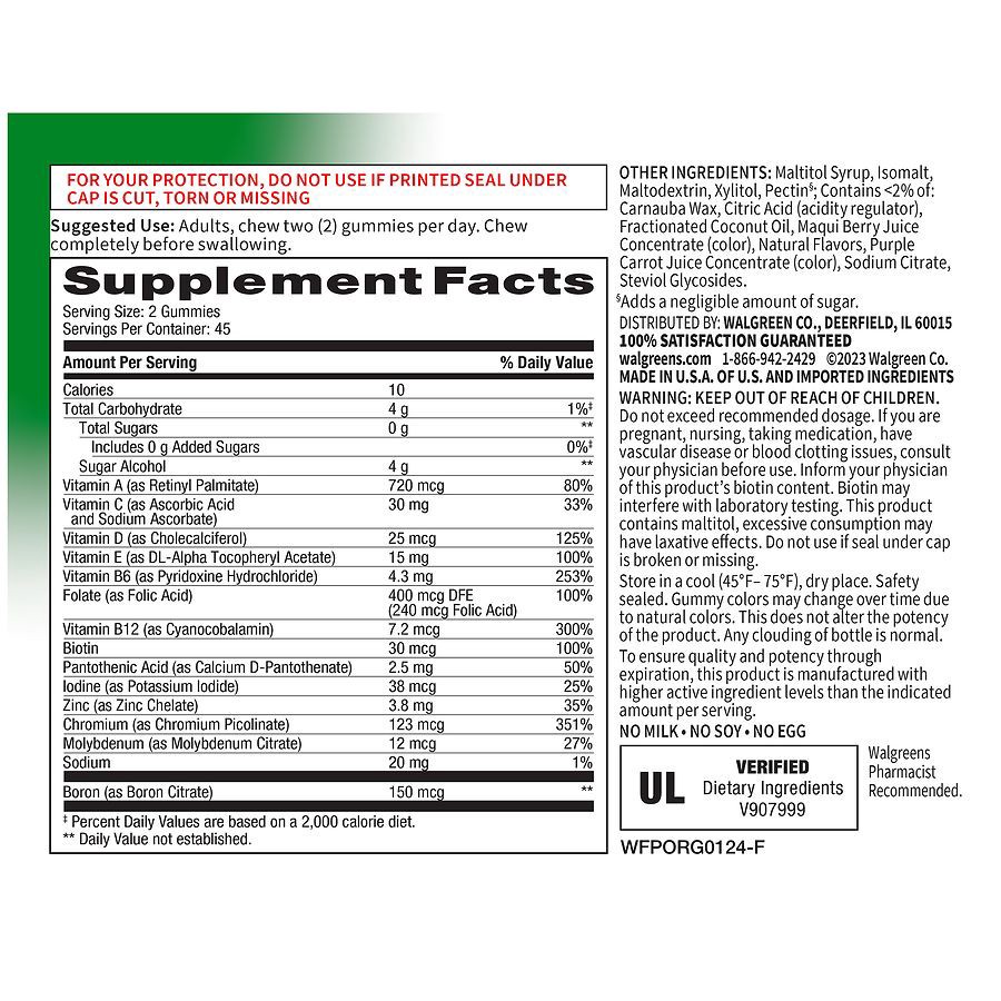 slide 2 of 3, Walgreens Free & Pure Sugar Free Men's Multivitamin Gummies Mixed Berry & Strawberry, 90 ct