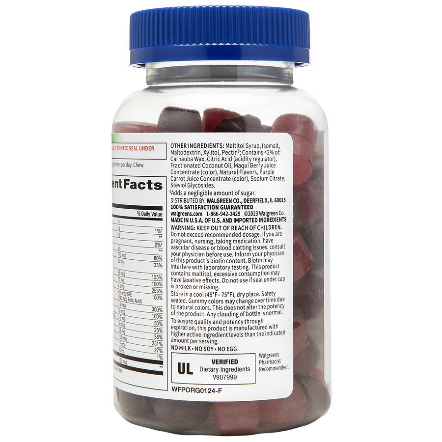 slide 3 of 3, Walgreens Free & Pure Sugar Free Men's Multivitamin Gummies Mixed Berry & Strawberry, 90 ct