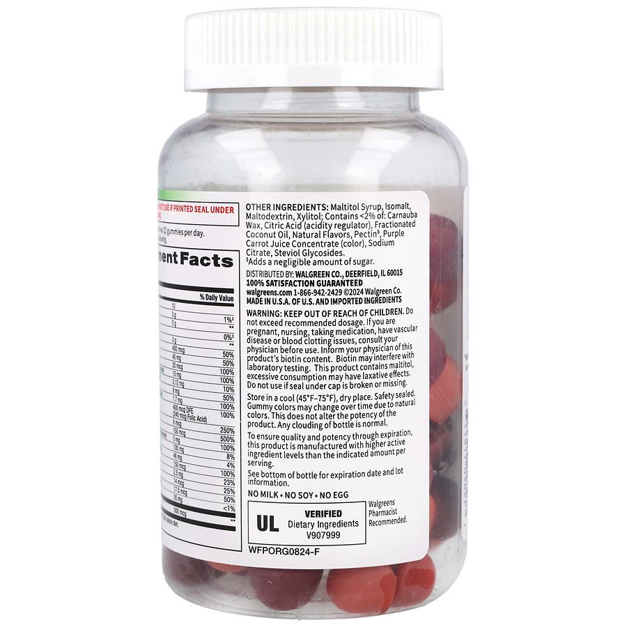 slide 3 of 5, Walgreens Free & Pure Sugar Free Women's Multivitamin Gummies Mixed Berry & Strawberry, 90 ct