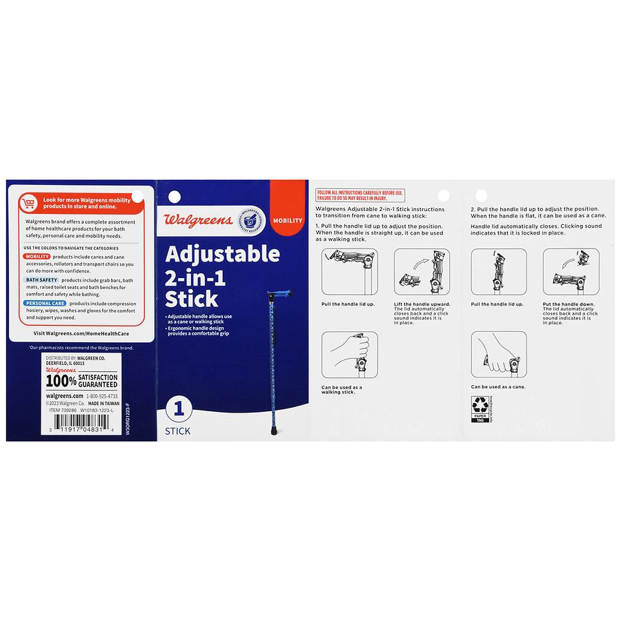 slide 3 of 5, Walgreens Adjustable 2-in-1 Stick, 1 ct
