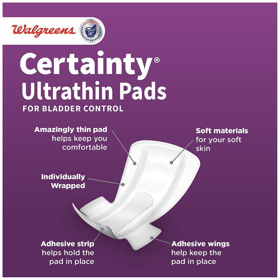 slide 4 of 5, Walgreens Certainty Women's UltraThin Maximum Pads With Wings, long 34 ct