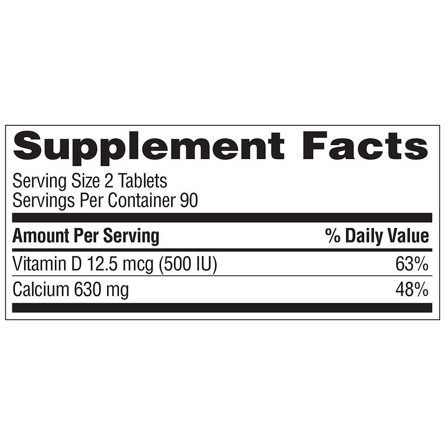 slide 4 of 4, Walgreens Calcium Citrate 630mg with 12.5mcg D3 (90 days), 180 ct