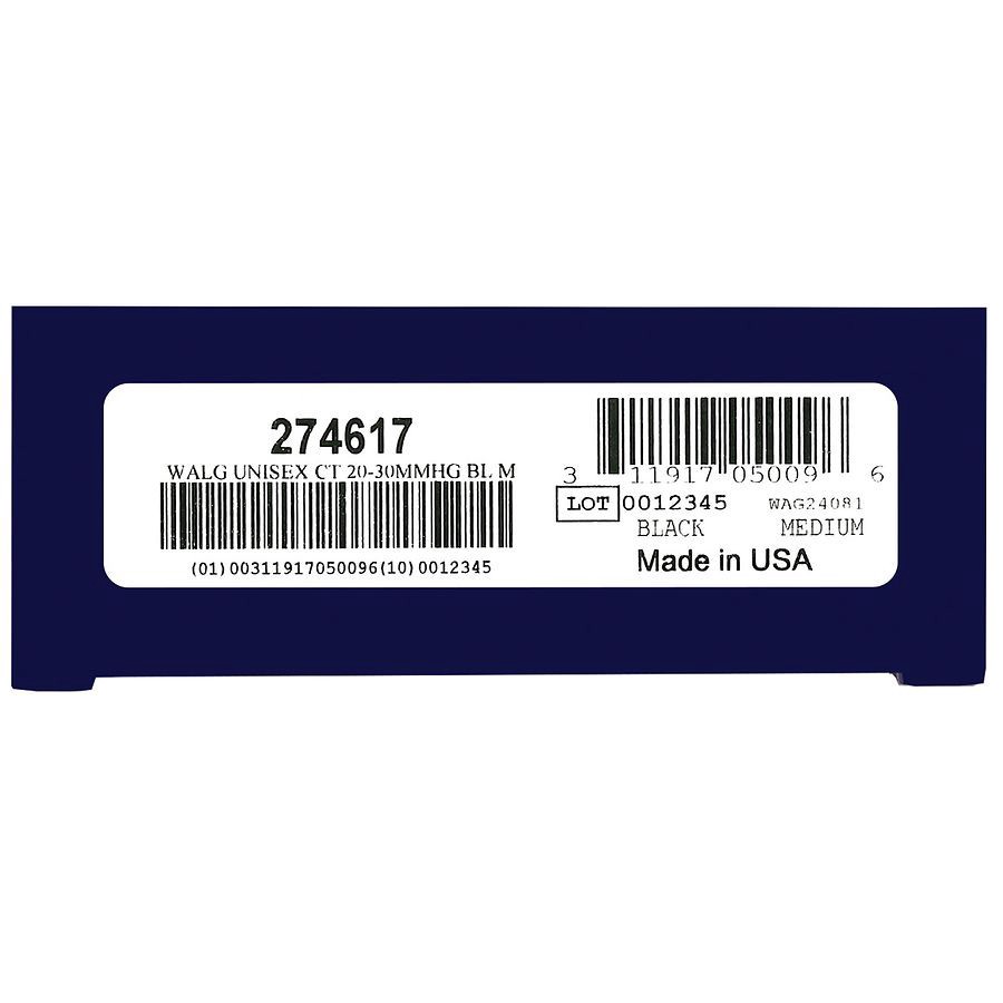 slide 3 of 5, Walgreens Microfiber Compression Socks, Knee High Black, 1 ct; Med