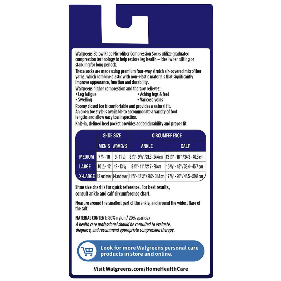 slide 5 of 5, Walgreens Microfiber Compression Socks, Knee High Beige, LG